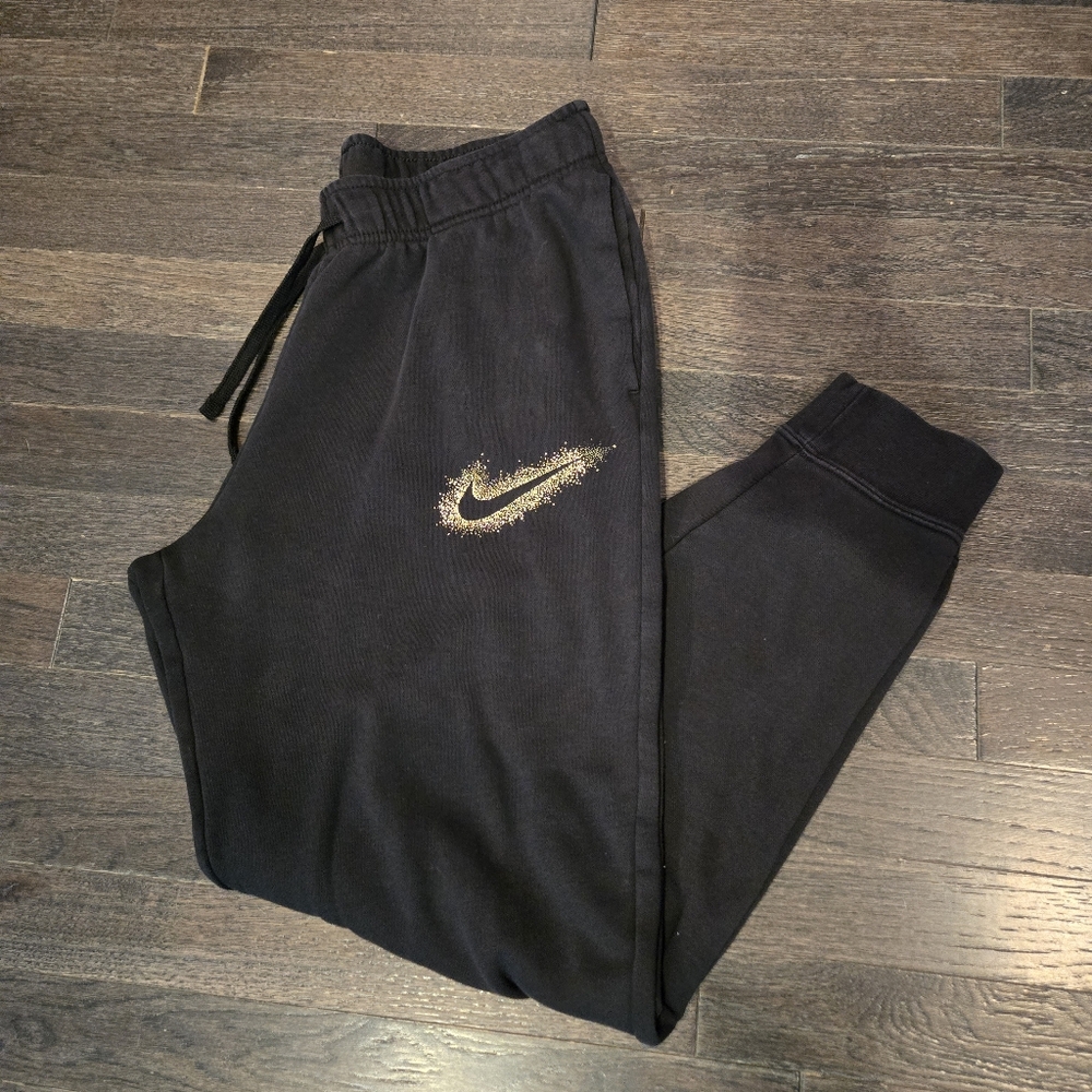 Nike Jogger Sweatpants - Black w/ Gold Logo - SZ Medium - Picture 5 of 6